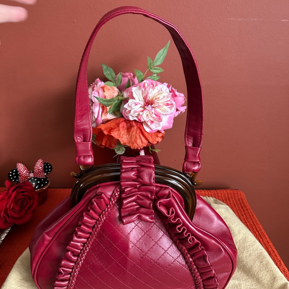 Authentic Elegant Burgundy Handbag
